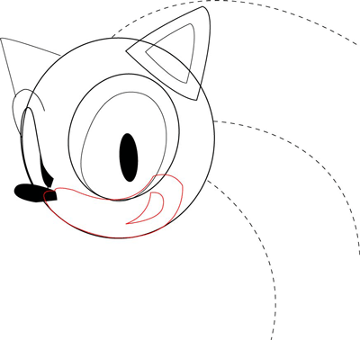 Step 3 : Drawing Sonic's Face