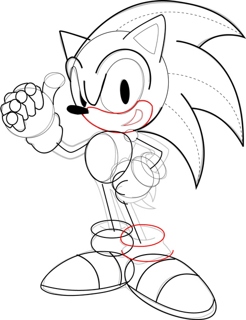 Step 6 : Drawing Sonic the Hedgehog Step by Step Drawing Lesson
