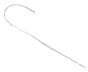 Step 1 : How to Draw a Candy Cane Wrapped with Bow Drawing Tutorial