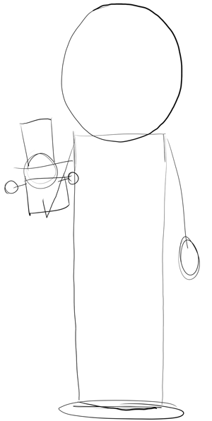 Step 1 : Drawing Mr. Garrison and Puppet Mr. Hat Step by Step