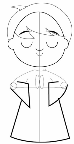 Step 2 : Drawing Cartoon Angel Boy in Easy Steps Lesson