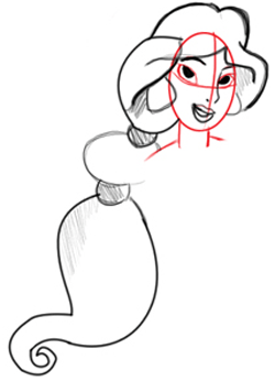 Step 2 Drawing Disneys Jasmin from Aladdin with Easy Steps