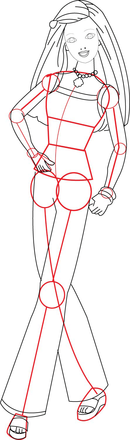 Step 3 : Drawing Barbies Body with Easy Step by Step Tutorial