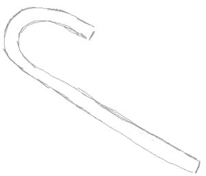 Step 3 : How to Draw a Candy Cane Wrapped with Bow Drawing Tutorial