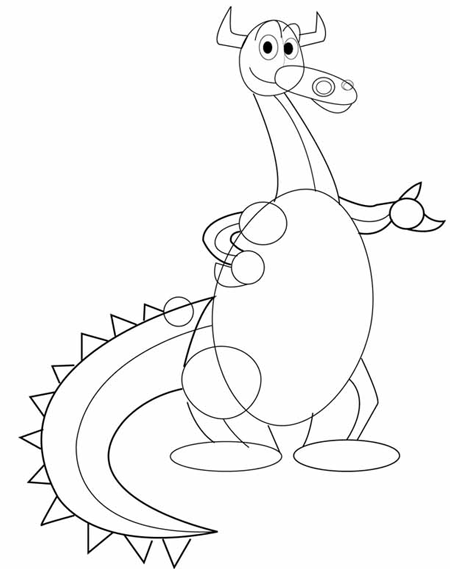 Step 3 : Drawing Cartoon Dragons Easy Steps