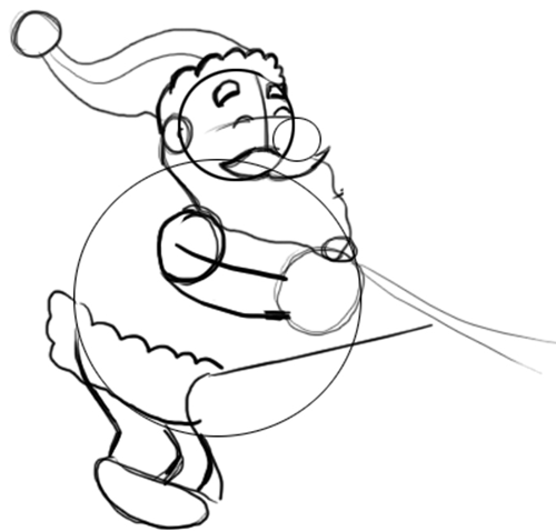 Step 3 : Drawing Santa Clause Reindeer Sleigh Flying Lesson