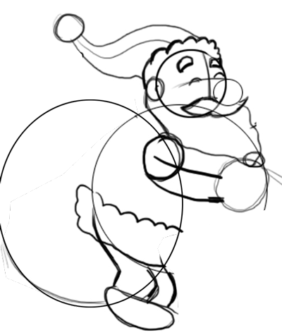 Step 4 : Drawing Santa Clause Reindeer Sleigh Flying Lesson