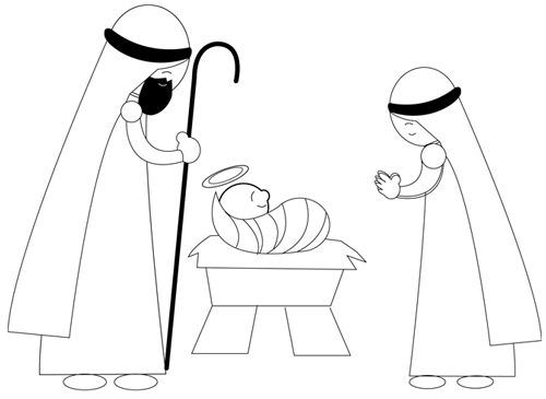 Step 7 : Drawing Nativity Scene with Baby Jesus Mary and Josheph in Manger