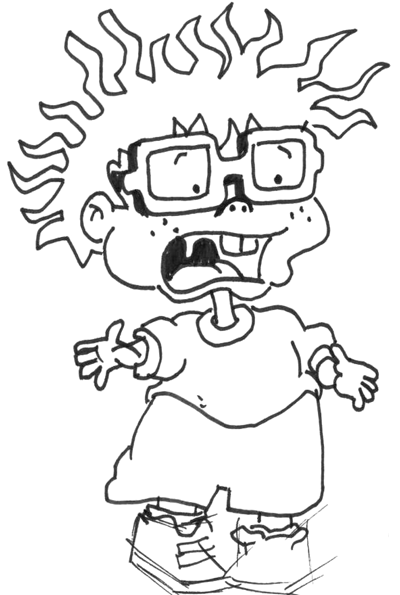 Step 6 : Drawing Chuckie from Rugrats in Easy Steps Tutorial for Kids