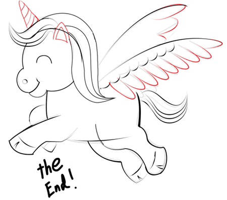 how to draw a cute unicorn with wings