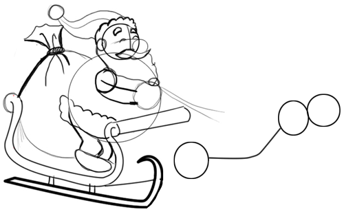 Step 7 : Drawing Santa Clause Reindeer Sleigh Flying Lesson