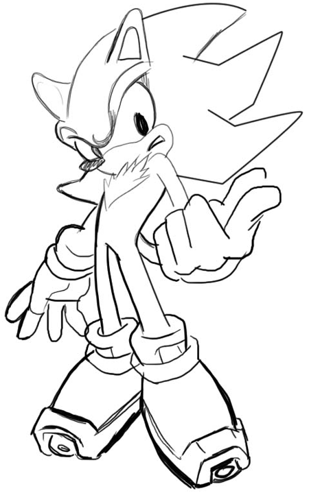 Step 7 : Drawing Shadow the Hedgehog in Easy Steps Lesson