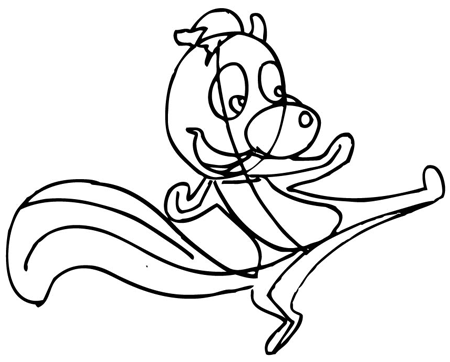 Step 9 : Drawing Skunk from Skunk Fu with Easy Step by Step Lesson
