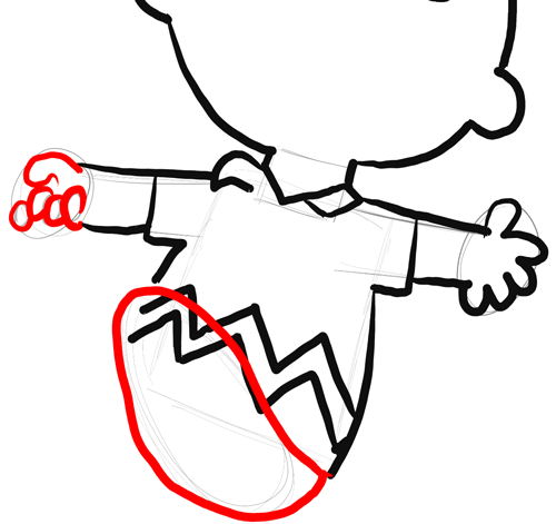 Step 10 : Drawing Charlie Brown and Snoopy Dancing Lesson