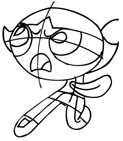 Step 10 : Drawing Buttercup from The Powerpuff Girls Tutorial