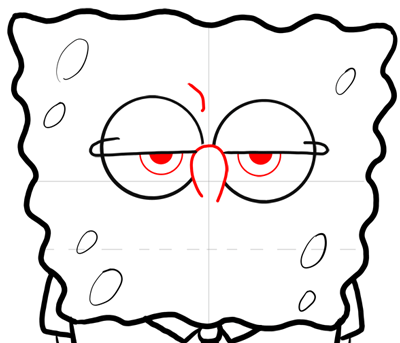 Step 10 : Drawing a Frowning Annoyed Spongebob Lesson for Kids