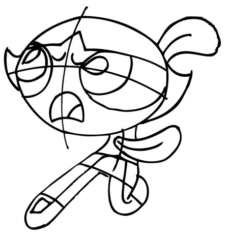 Step 11 : Drawing Buttercup from The Powerpuff Girls Tutorial