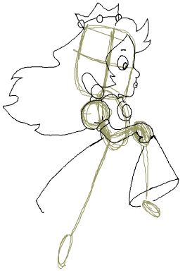 Step 12 : Drawing Princess Peach from Super Mario Bros Tutorial