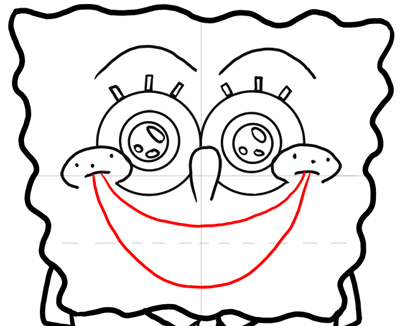 Step 12 : Drawing Spongebob Squarepants with Huge Smile Tutorial for Kids
