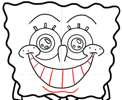 Step 13 : Drawing Spongebob Squarepants with Huge Smile Tutorial for Kids