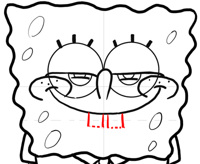 Step 13 : How to Draw Mischievous Spongebob Squarepants with the Giggles Lesson