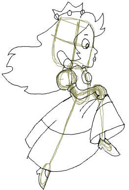 Step 14 : Drawing Princess Peach from Super Mario Bros Tutorial