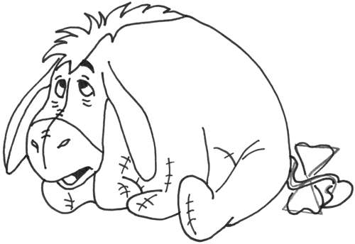 Step 6 : Drawing Eeyore easy step by step drawing lesson