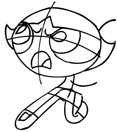 Step 9 : Drawing Buttercup from The Powerpuff Girls Tutorial