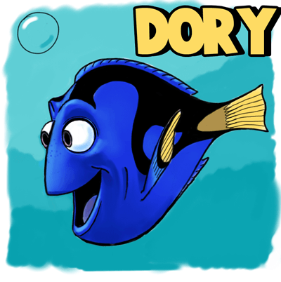 How to Draw Dory from Pixars Finding Nemo in Easy Steps Drawing Tutorial