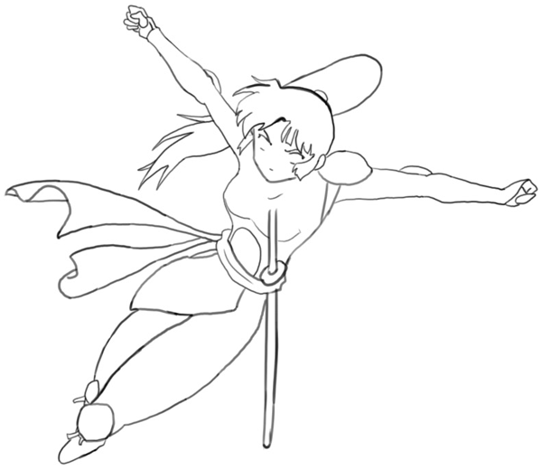 Step 6 : Drawing Sango from Inuyasha with Easy Step by Step Tutorial