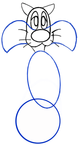 Step 4 : Drawing Sylvester Cat from Looney Tunes Step by Step Drawing Tutorial