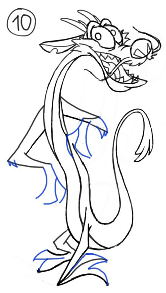 Step 10 : Drawing Mushu from Disneys Mulan Step by Step Tutorial