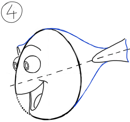 Step 4 : Drawing Dory from Disney Pixars Finding Nemo step by step