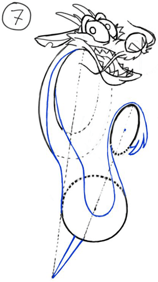 Step 7 : Drawing Mushu from Disneys Mulan Step by Step Tutorial