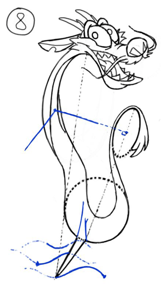 Step 8 : Drawing Mushu from Disneys Mulan Step by Step Tutorial