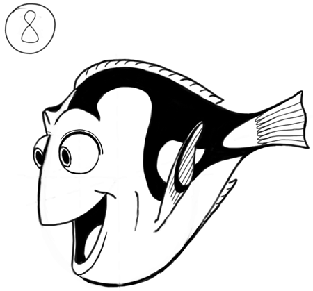 Step 8 Drawing Dory from Nemo Cartooning for Kids