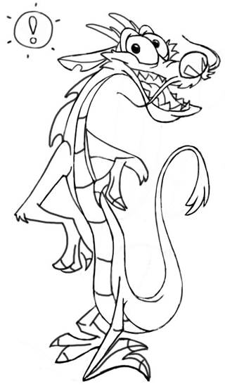 how to draw mushu dragon from mulan with stepstep
