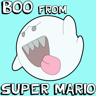 How to Draw Boo from Super Mario Bros Games with Easy Step by Step Drawing Tutorial