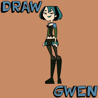 How to Draw Gwen From Total Drama Island & Action with Instructional Drawing Steps