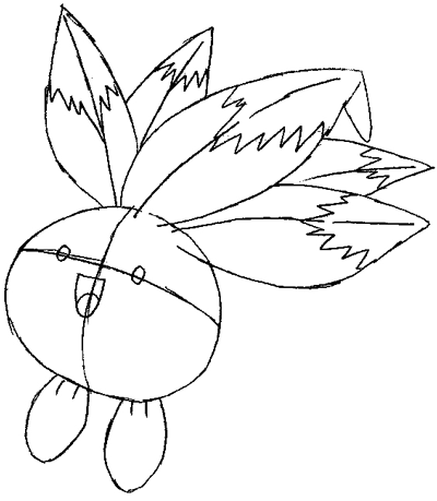 Step 5 : Drawing Oddish from Pokemon Lesson