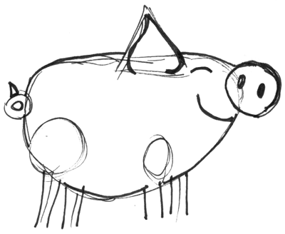 Step 3 : Drawing Cartoon Pigs in Mud Tutorial for Kids