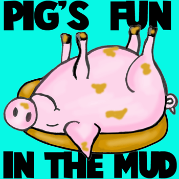 How to Draw Cartoon Pig Rolling in the Mud Sty in Easy Steps Lesson