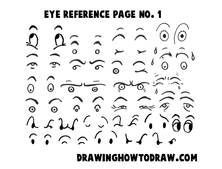 Drawing Cartoon & Illustrated Eyes Reference Sheets - How to Draw Step by  Step Drawing Tutorials