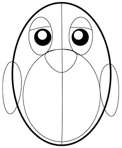 Step 3 : Drawing Cartoon Penguins in Easy Steps Lesson