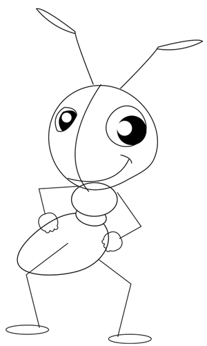 Step 4 : Drawing Cartoon Ants with Easy Steps Lesson for Kids