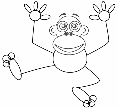 Step 4 : Drawing Cartoon Monkeys in Easy Steps Lesson for Children