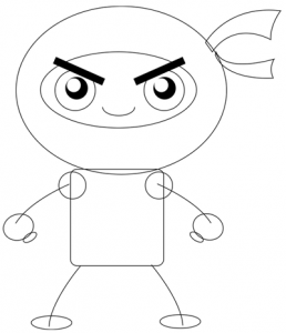 Step 4 : Drawing Cartoon Chibi Ninjas Steps Tutorial