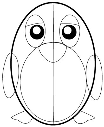 Step 4 : Drawing Cartoon Penguins in Easy Steps Lesson