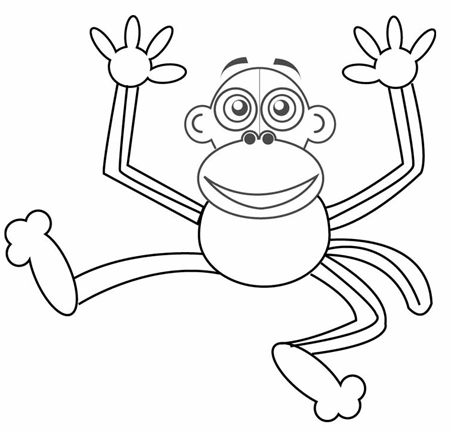 Step 5 : Drawing Cartoon Monkeys in Easy Steps Lesson for Children