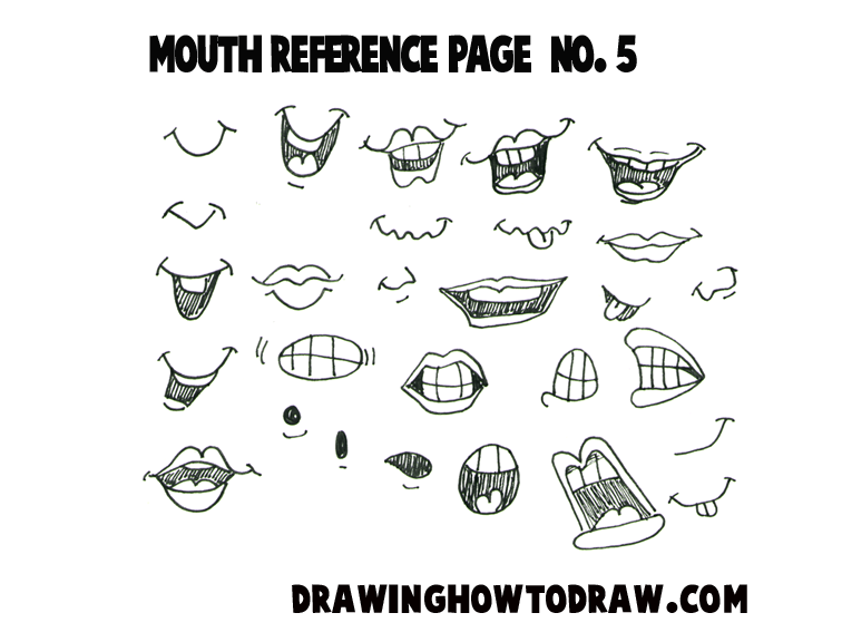 Drawing Cartoon Illustrated Mouths Lips Reference Sheets How To Draw Step By Step Drawing Tutorials Once you know the shape of the mouth and lips its easy to apply it to any face angle. drawing cartoon illustrated mouths